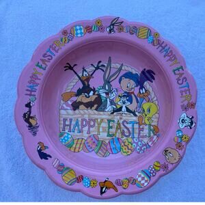 Vintage Looney Tunes Bugs Bunny Bowl Easter Plastic Taz Daffy Large 1996 WB